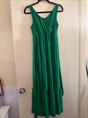 Marshalls Emerald Green V-Neck Tiered Maxi Dress